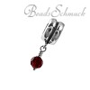 Dangle Bead Zirkonia rot European Beads  925er Silber CarloBiagi Beads Silberbeads BDSB01