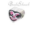 Kidz Bead Herz pink  Beads für Armband  925er Silber CarloBiagi Kidz Silberbeads KBE019