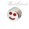 Kidz Bead Smiley rot  Beads für Armband  925er Silber CarloBiagi Kidz Silberbeads KBE030